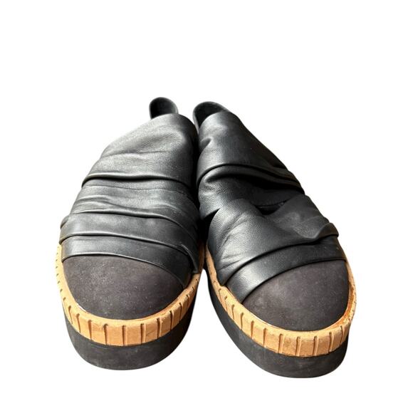 Dusica Kotur Sacks Black Mixed Leather Suede Platform Slip on Flat - 8.5 - Picture 3 of 7